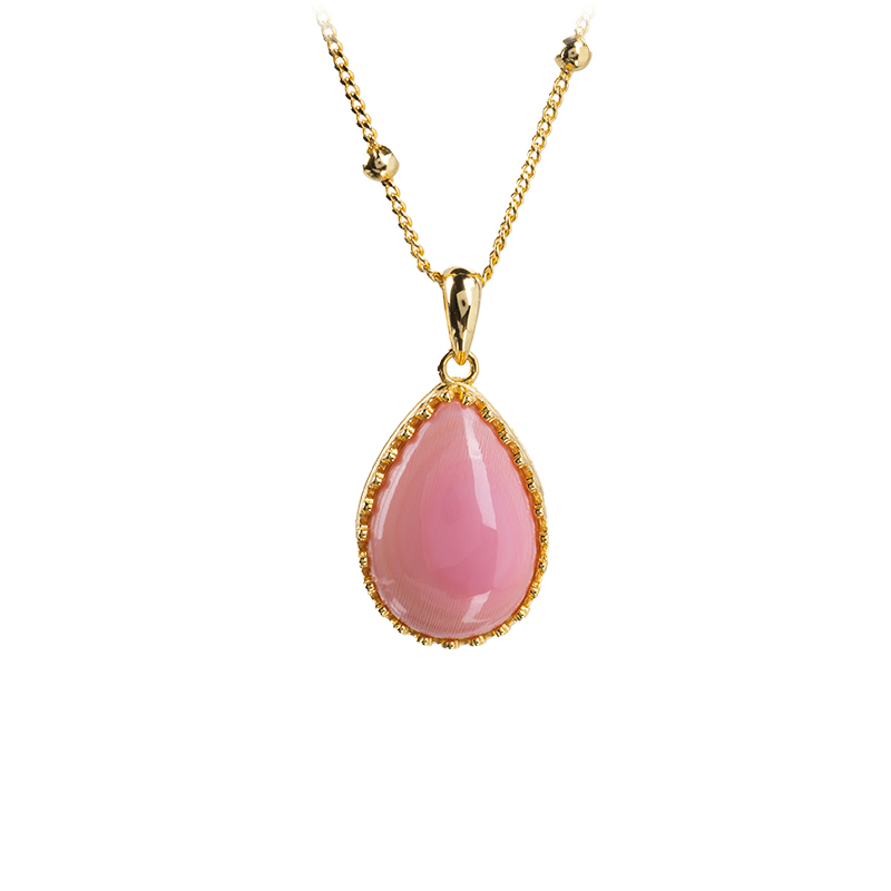 Pink Conch Teardrop Necklace - Delicate & Girly, Nature's Treasure