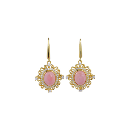 French Chic Queen Conch Drop Earrings | Gold Plated, Lace Design