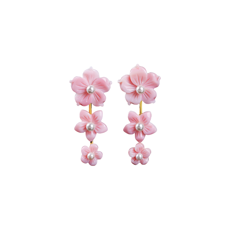 Carved Pink Conch Flower Earrings - Exquisite & Unique Fashion