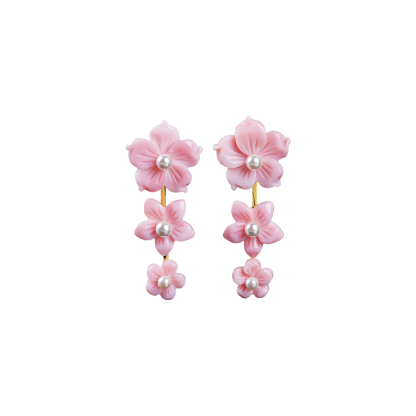 Carved Pink Conch Flower Earrings - Exquisite & Unique Fashion