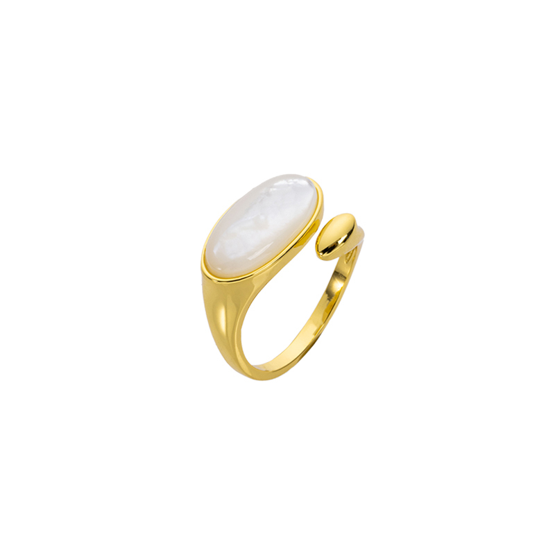 Minimalist Mother-of-Pearl Open Ring Adjustable