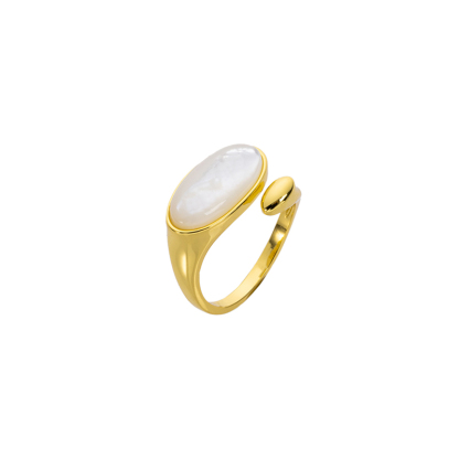 Minimalist Mother-of-Pearl Open Ring Adjustable