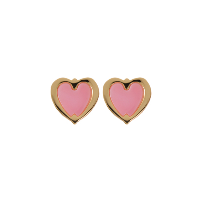 18K Gold Plated Girly Heart Studs - Natural Pink Queen Conch