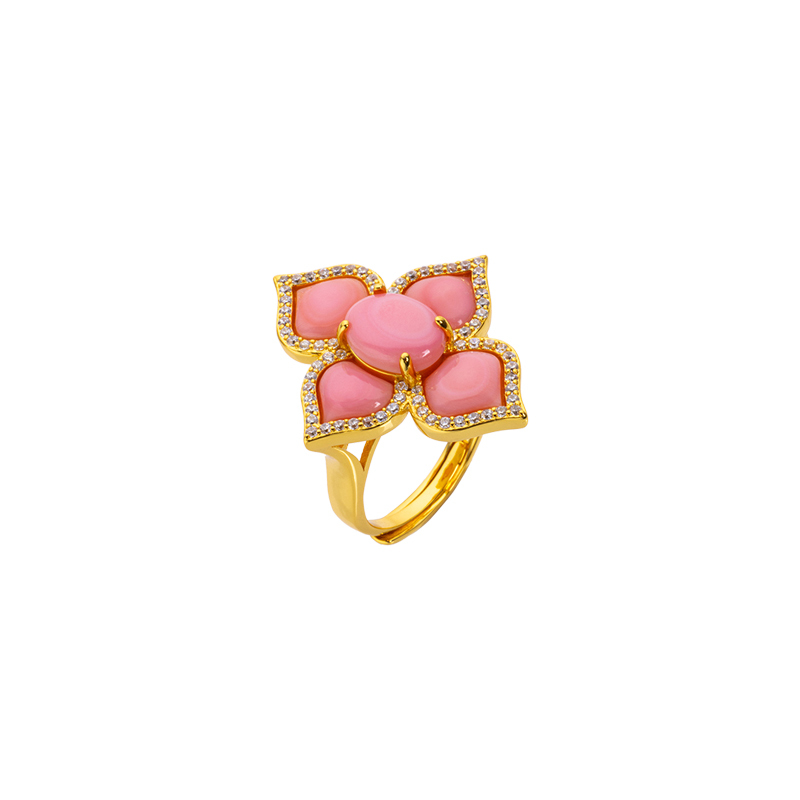 Natural Queen Conch Clover Ring Lucky