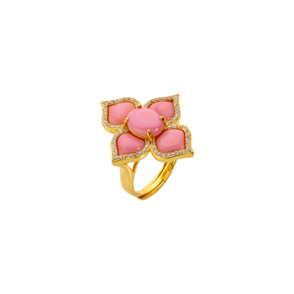 Natural Queen Conch Clover Ring Lucky