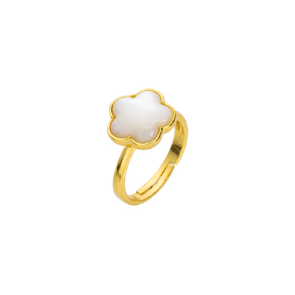 Iridescent White MOP Blossom Ring Vintage