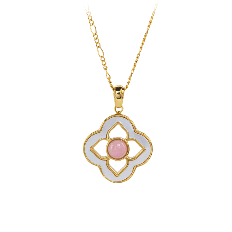 Natural Mother of Pearl Clover Necklace | Deep Sea Shell Elegant Gift for Women