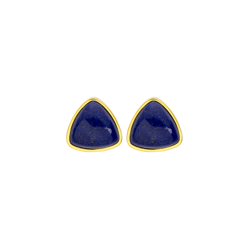 Natural Lapis Lazuli Triangle Stud Earrings Minimalist