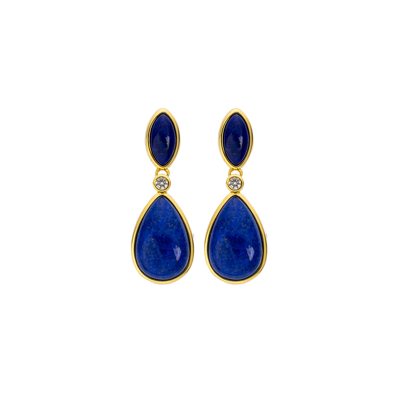 Luxury Natural Lapis Lazuli Drop Earrings Elegant