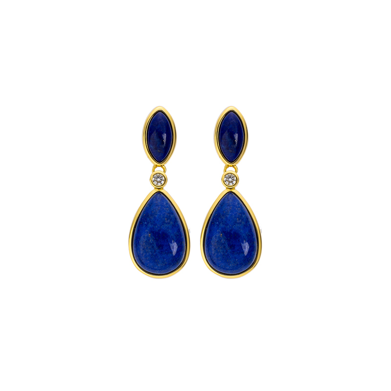 Luxury Natural Lapis Lazuli Drop Earrings Elegant