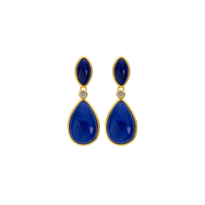 Luxury Natural Lapis Lazuli Drop Earrings Elegant
