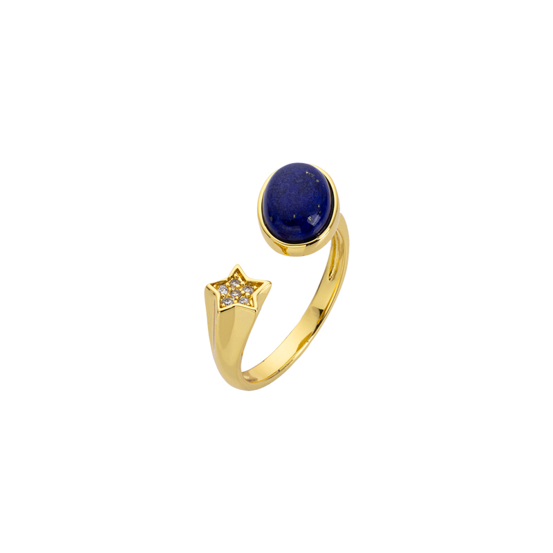Bohemian Lapis Lazuli Moon & Stars Ring