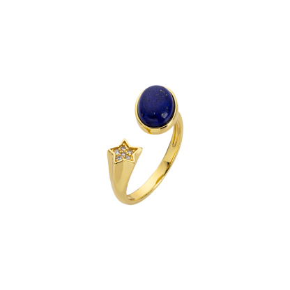 Bohemian Lapis Lazuli Moon & Stars Ring