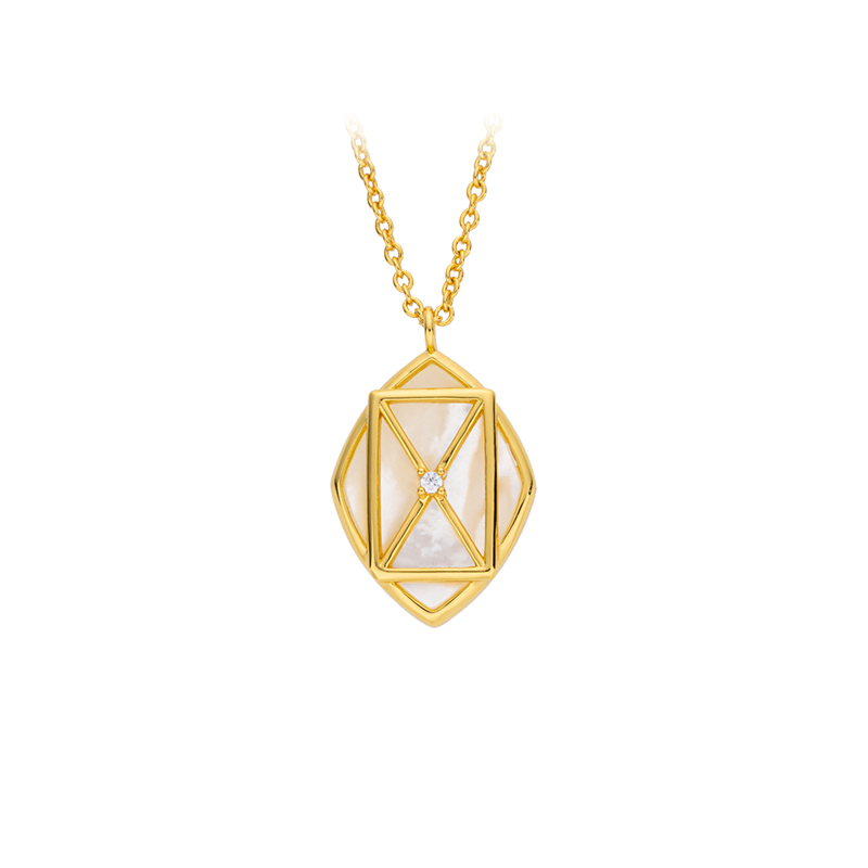 Versatile White MOP Geometric Necklace