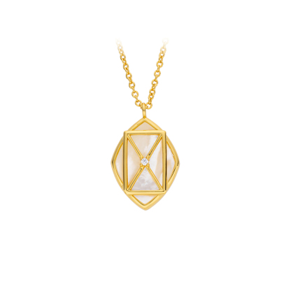 Versatile White MOP Geometric Necklace