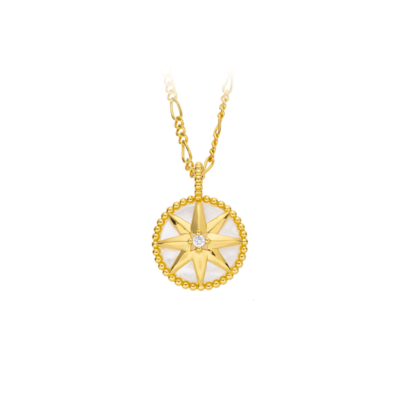 Deep Sea White MOP Octagram Pendant Necklace