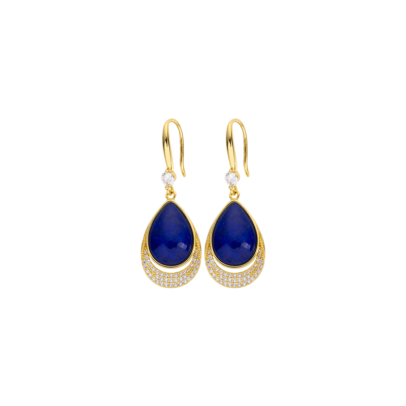 Natural Lapis Teardrop Drenched in Diamonds