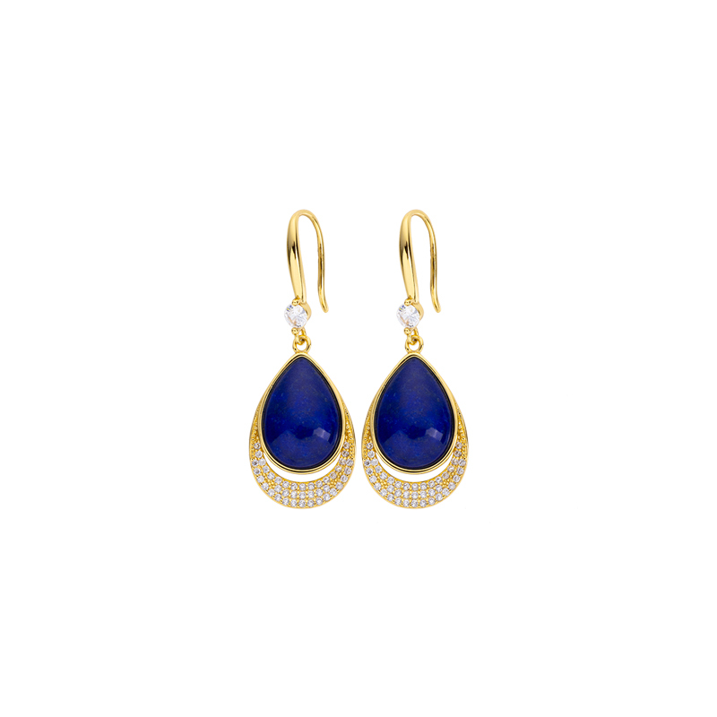 Natural Lapis Teardrop Drenched in Diamonds