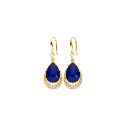 Natural Lapis Teardrop Drenched in Diamonds