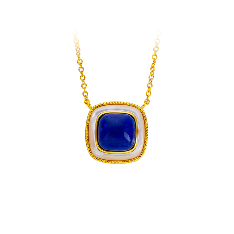 Lapis Lazuli Sugar Cube Pendant Necklace
