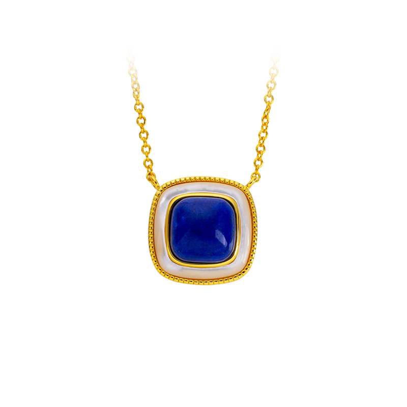 Lapis Lazuli Sugar Cube Pendant Necklace