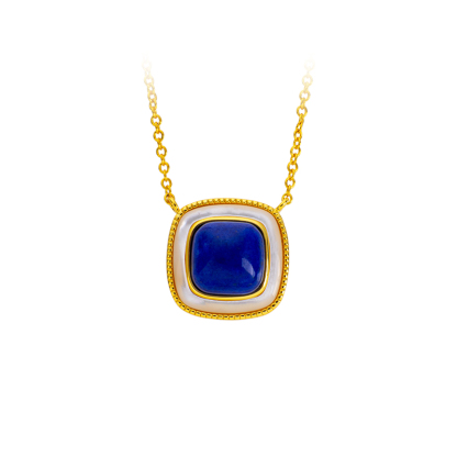 Lapis Lazuli Sugar Cube Pendant Necklace