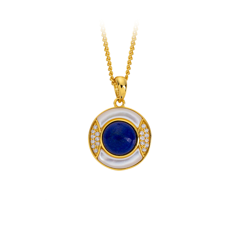Lapis Lazuli & Mother of Pearl Pendant Necklace