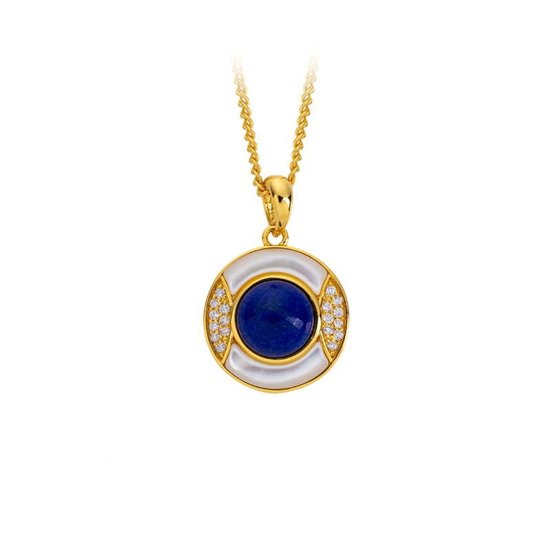 Lapis Lazuli & Mother of Pearl Pendant Necklace