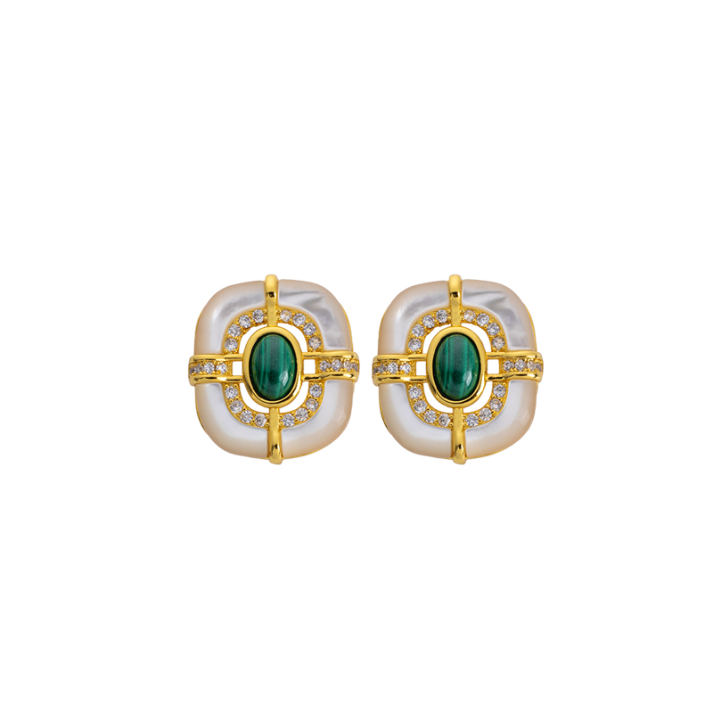 Sophisticated Malachite Mother of Pearl Studs