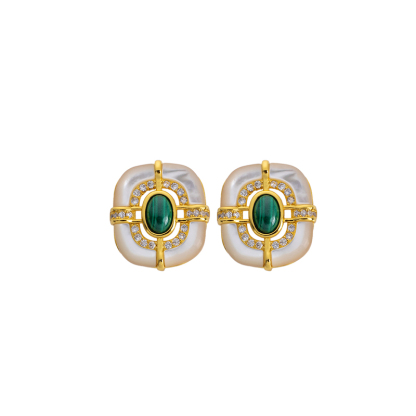 Sophisticated Malachite Mother of Pearl Studs