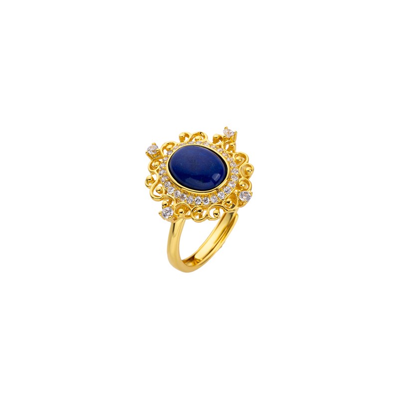 French Vintage Court-Style Lapis Ring