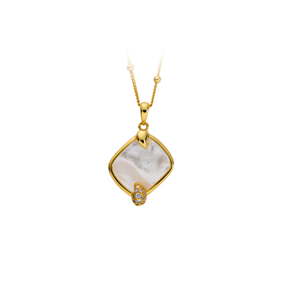 European Minimalist Square MOP Necklace