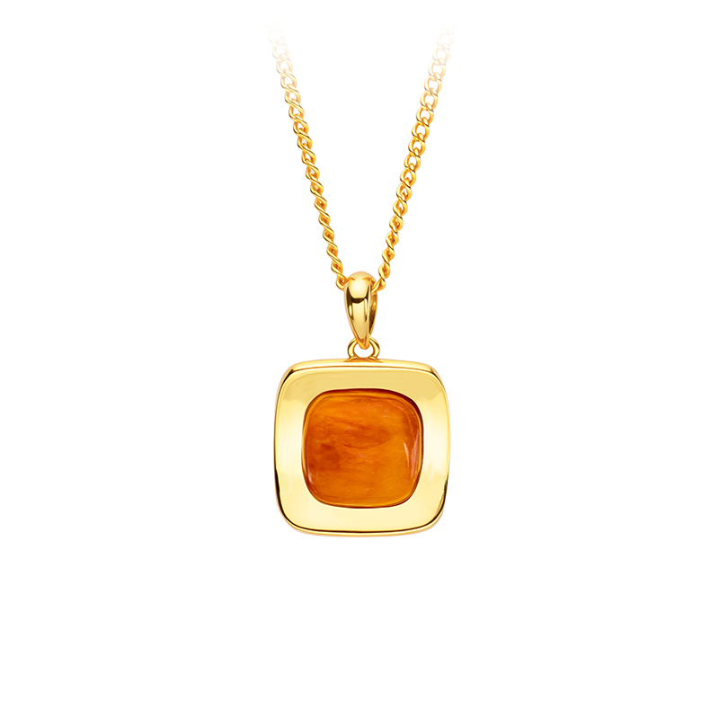 Minimalist Square Spiny Oyster Necklace - 18K Gold Plated Collarbone Chain with Hypoallergenic Finish