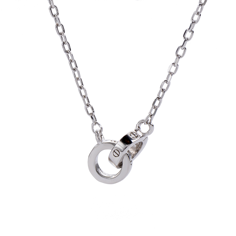 Sterling Silver Matching Double Ring Necklace