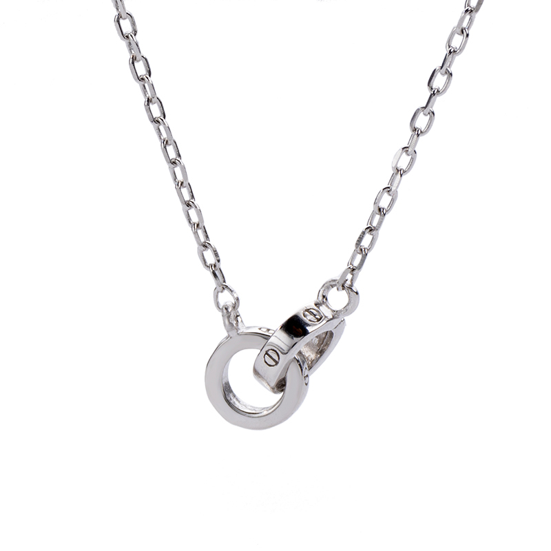 Sterling Silver Matching Double Ring Necklace
