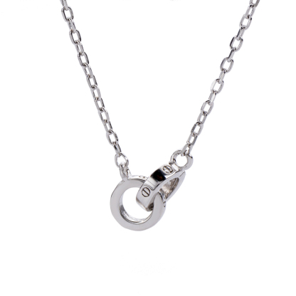 Sterling Silver Matching Double Ring Necklace