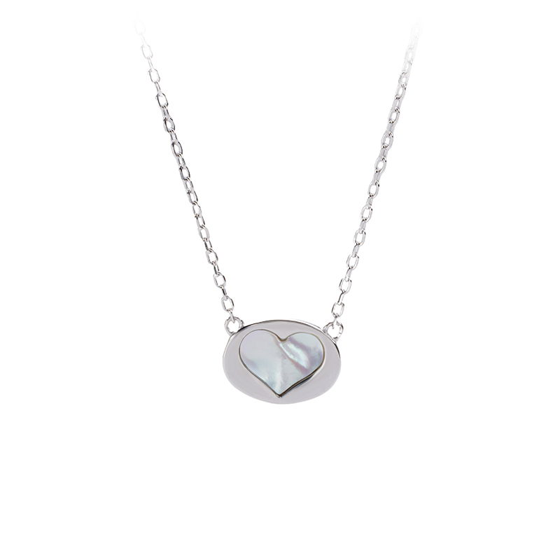 Minimalist Luxury: White Shell Heart Pendant for Women
