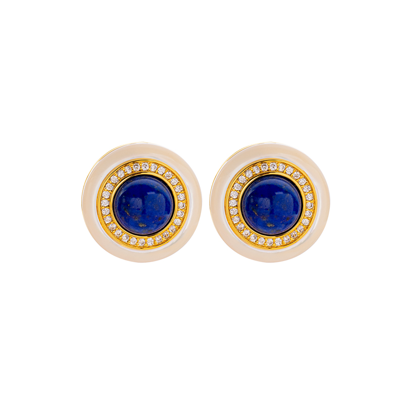 Round Natural Lapis Lazuli Stud & Dangle Earrings | Boho Minimalist Jewelry for Women | Artisan-Crafted Everyday Elegance