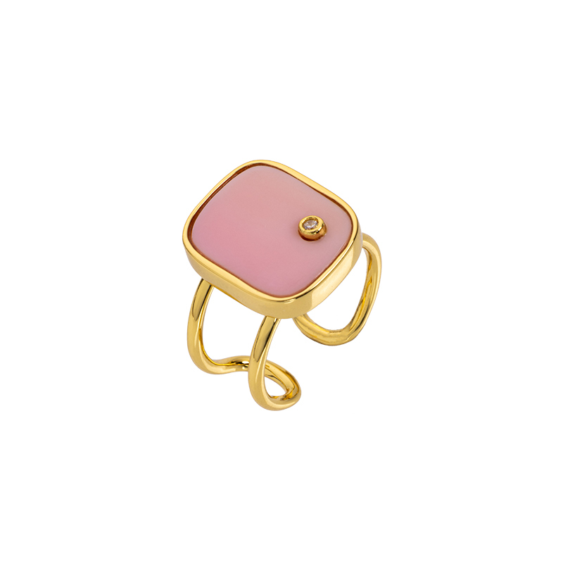 Natural Pink Conch Square Ring - Unique Style