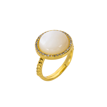 Natural MOP Round Ring Minimalist Classic