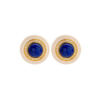 Round Natural Lapis Lazuli Stud & Dangle Earrings | Boho Minimalist Jewelry for Women | Artisan-Crafted Everyday Elegance