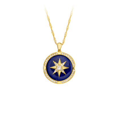 Natural Lapis Lazuli Eight-Pointed Star Necklace