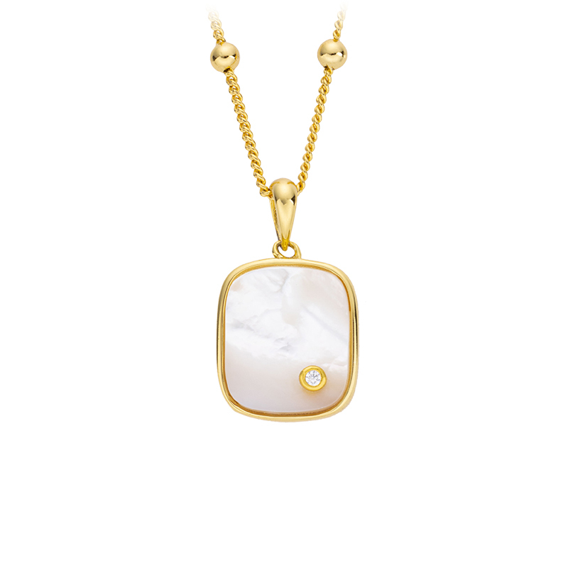 Refined White MOP Geometric Pendant 