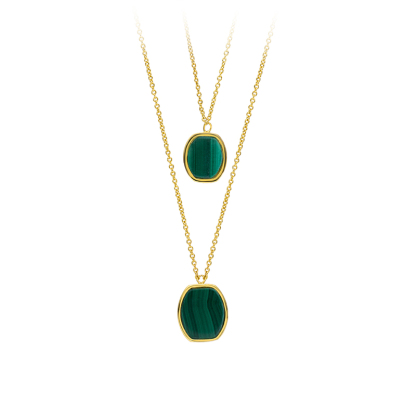 Geometric Square Malachite Layered Necklace