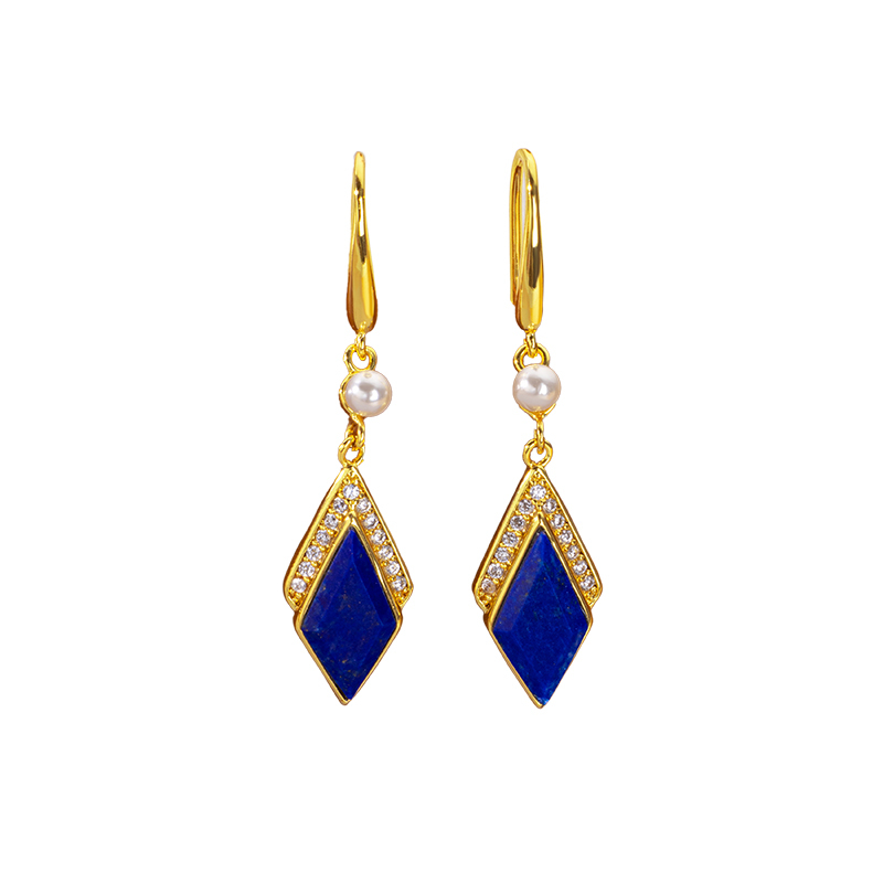 Vintage Faceted Lapis Earrings | Geometric, Petite & Natural