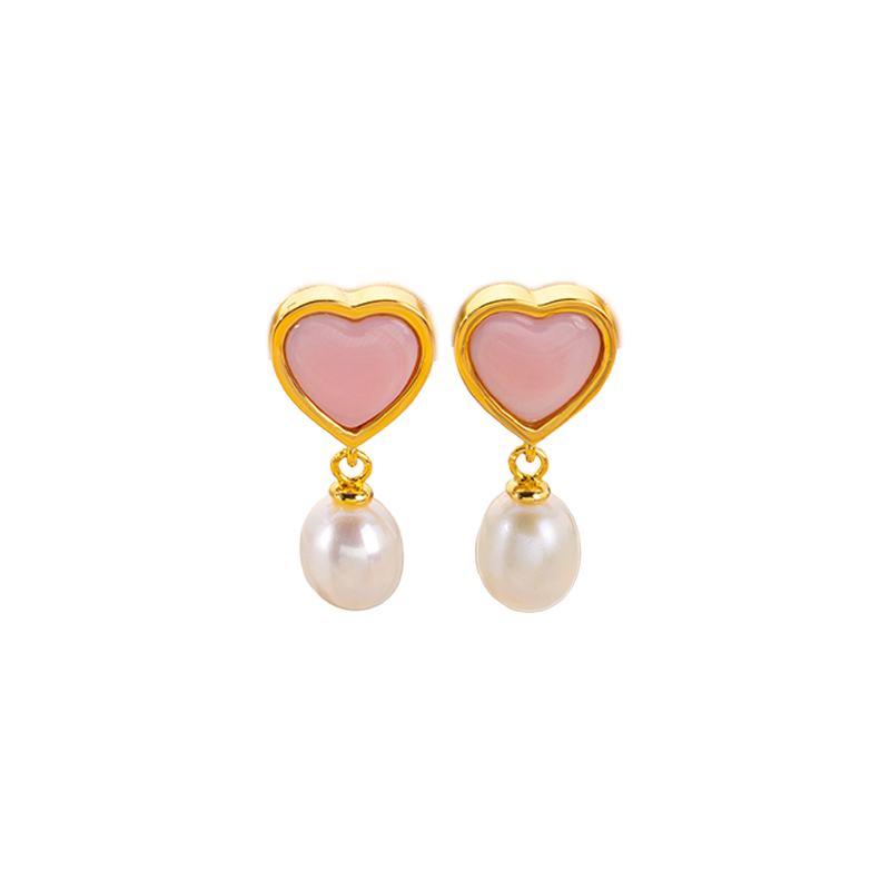 Dainty Heart Earrings: Queen Conch, Birthday Gift for Her 