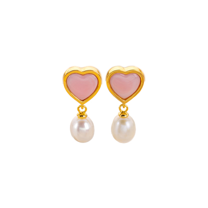 Dainty Heart Earrings: Queen Conch, Birthday Gift for Her 