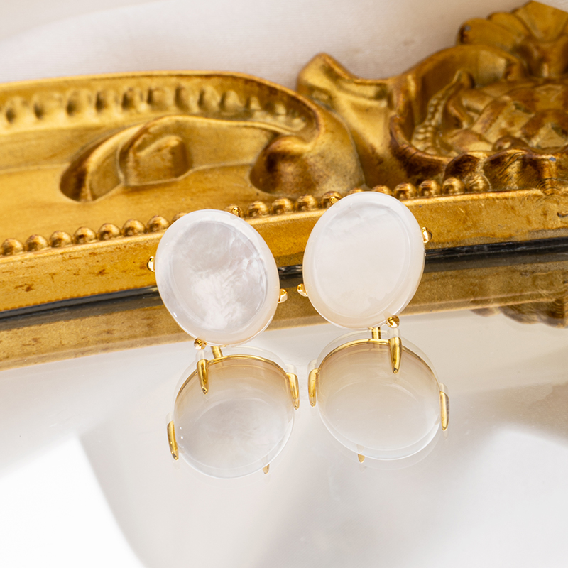 Natural Oval Mother of Pearl Studs | White & Classic