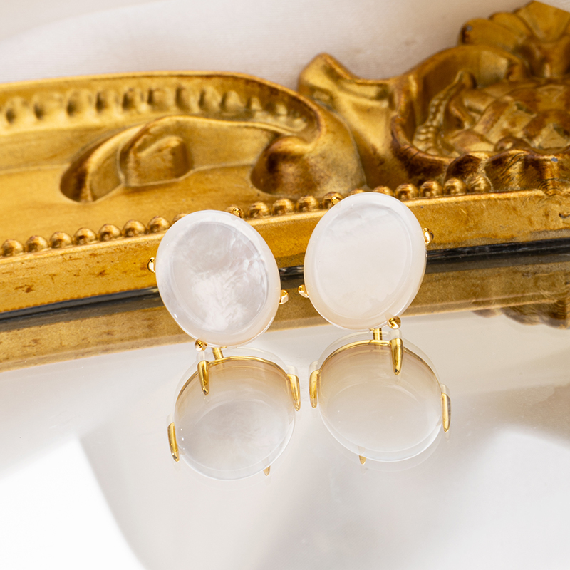 Natural Oval Mother of Pearl Studs | White & Classic