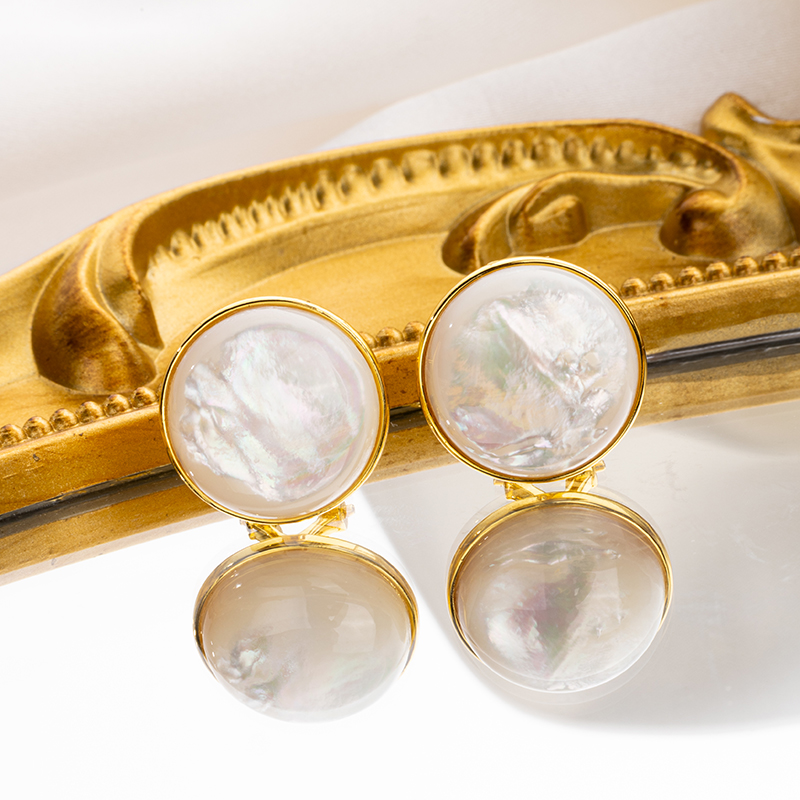 Oversized White MOP Clip-Ons | Western Fashion Earrings